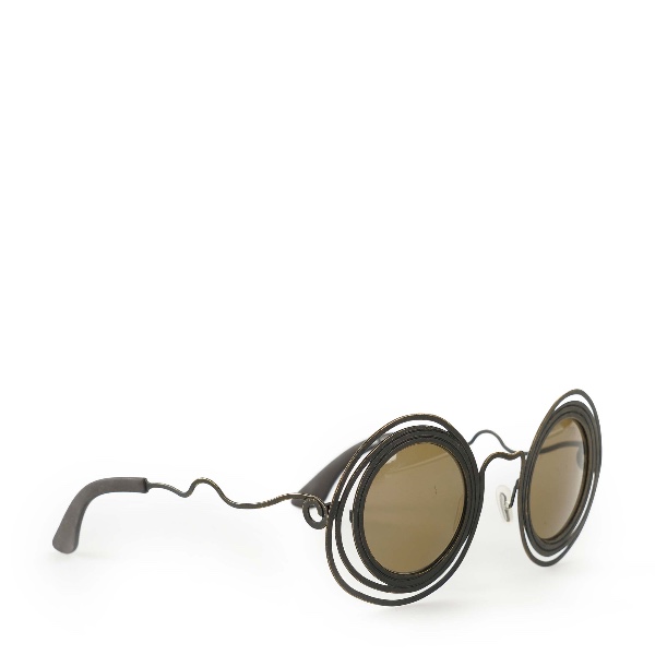 Lio Occhiali - Brown Round Metal Sunglasses 